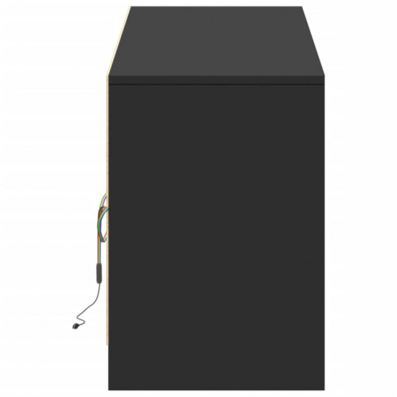 Szafka TV z LED, czarna, 180x34x50 cm, materiał drewnopochodny