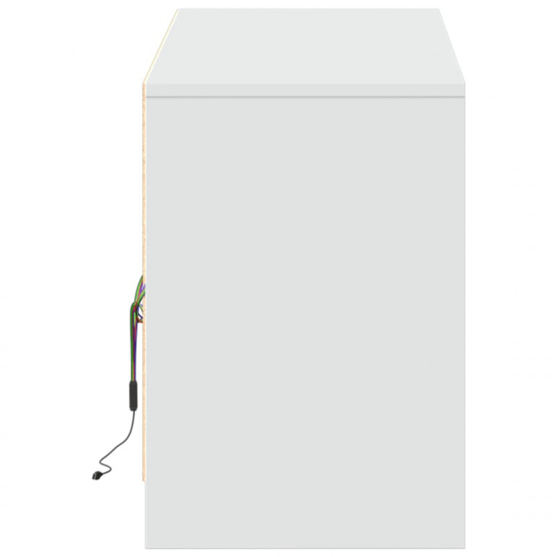 Szafka TV z LED, biała, 140x34x50 cm, materiał drewnopochodny