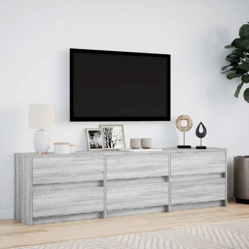 Szafka pod TV z LED, szary dąb sonoma, 180x34x50 cm