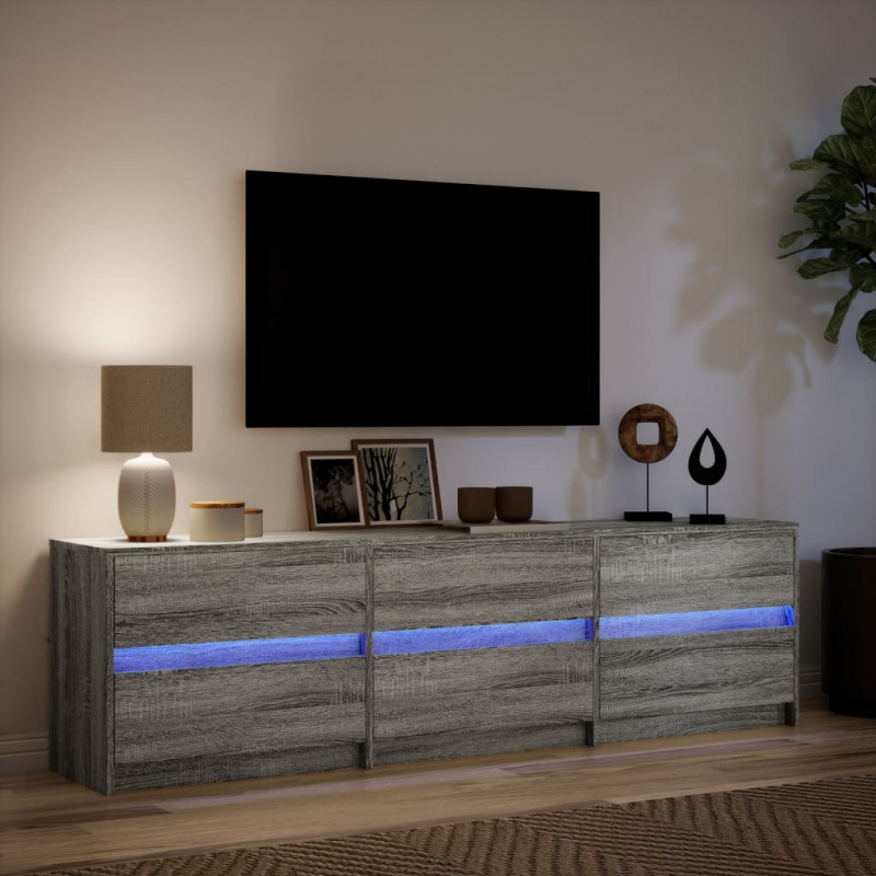 Szafka pod TV z LED, szary dąb sonoma, 180x34x50 cm