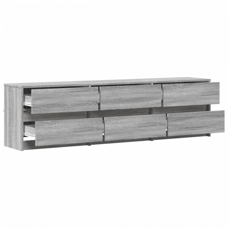Szafka pod TV z LED, szary dąb sonoma, 180x34x50 cm