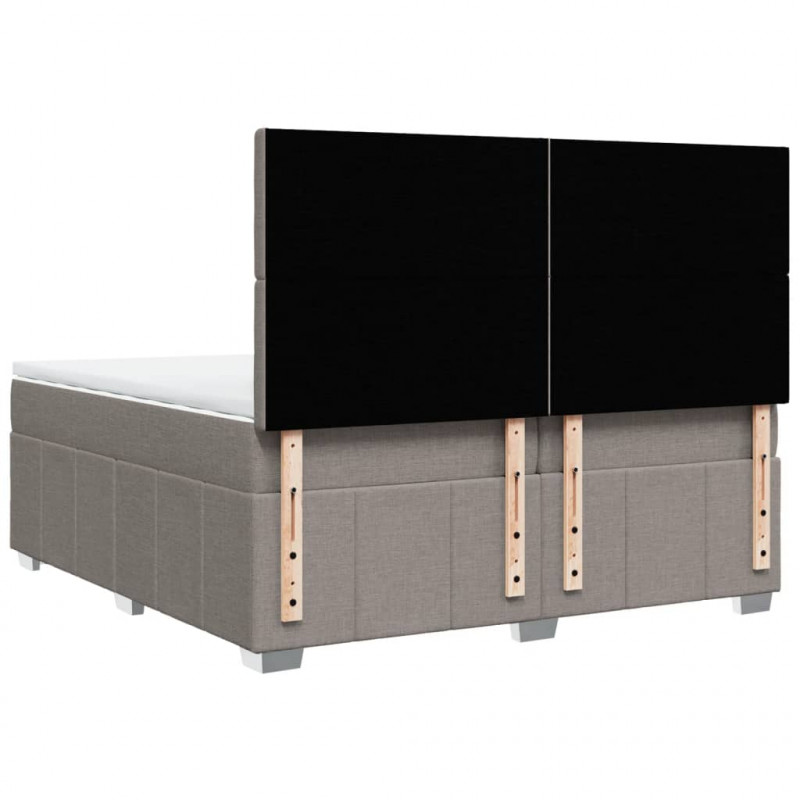 Łóżko kontynentalne z materacem, taupe, tkanina, 200x200 cm