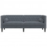 Sofa Chesterfield z wałkami, trzyosobowa, ciemnoszara, aksamit