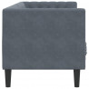 Sofa Chesterfield z wałkami, trzyosobowa, ciemnoszara, aksamit