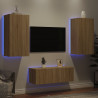 4-częściowy zestaw mebli TV z LED, dąb sonoma