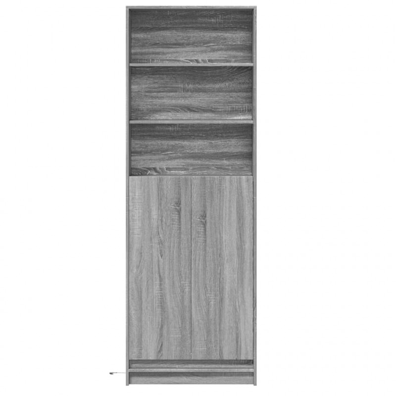 Wysoka szafka z LED, szary dąb sonoma, 69x32,5x200 cm