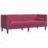 2-cz. wypoczynek Chesterfield z wałkami, bordowy, aksamit
