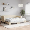 Sofa rozsuwana z materacami, kremowa, 90x200 cm, tkanina
