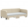 Sofa rozsuwana z materacami, kremowa, 90x200 cm, tkanina