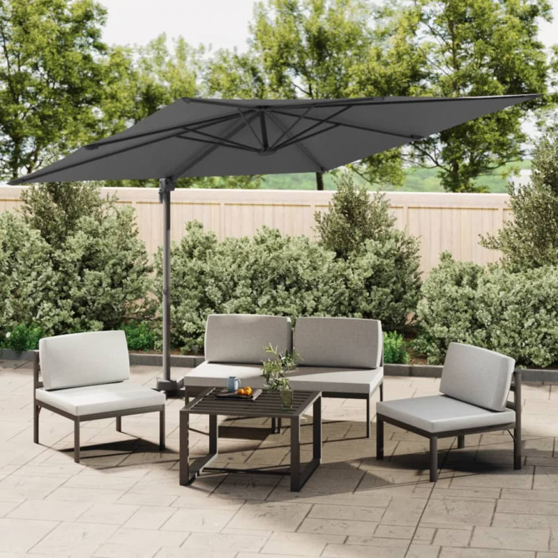 Parasol wiszący z aluminiowym słupkiem, antracytowy, 400x300 cm