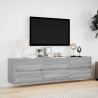Ścienna szafka pod TV, z LED, szary dąb sonoma, 180x31x45 cm