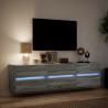 Ścienna szafka pod TV, z LED, szary dąb sonoma, 180x31x45 cm