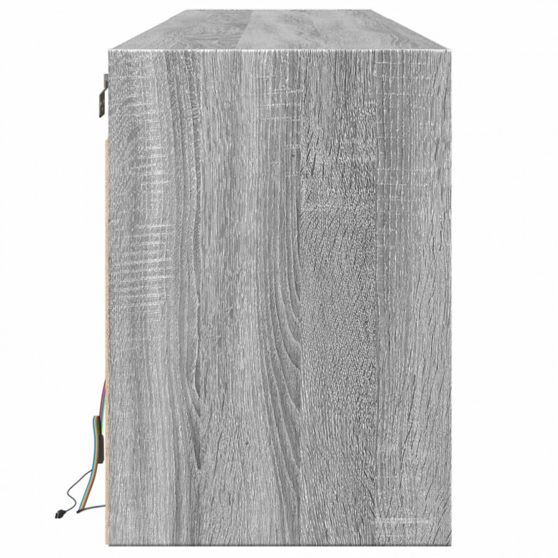 Ścienna szafka pod TV, z LED, szary dąb sonoma, 180x31x45 cm
