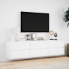 Ścienna szafka pod TV, z LED, biała, 180x31x45 cm
