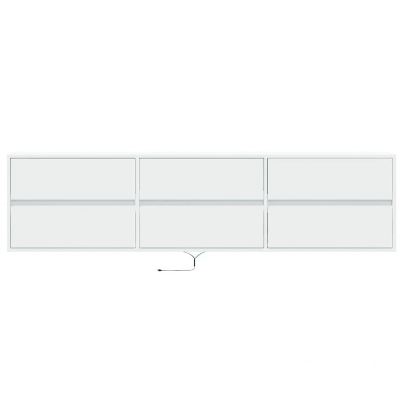 Ścienna szafka pod TV, z LED, biała, 180x31x45 cm