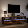 Ścienna szafka pod TV, z LED, przydymiony dąb, 180x31x45 cm
