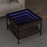 Stolik kawowy z LED Infinity, brązowy dąb, 50x50x38 cm