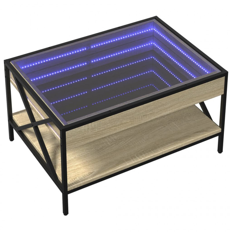 Stolik kawowy z LED Infinity, dąb sonoma, 70x50x38 cm