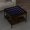 Stolik kawowy z LED Infinity, przydymiony dąb, 50x50x38 cm