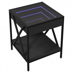 Stolik kawowy z LED Infinity, czarny, 40x40x49 cm