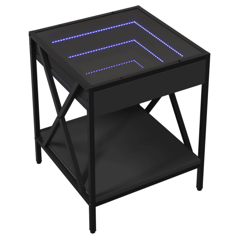 Stolik kawowy z LED Infinity, czarny, 40x40x49 cm