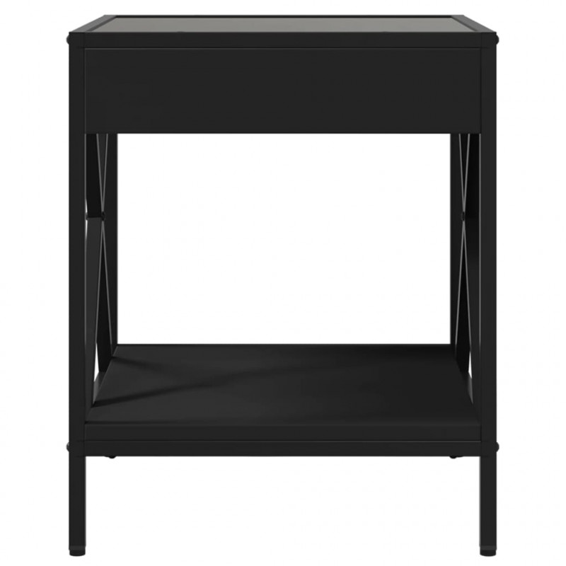 Stolik kawowy z LED Infinity, czarny, 40x40x49 cm