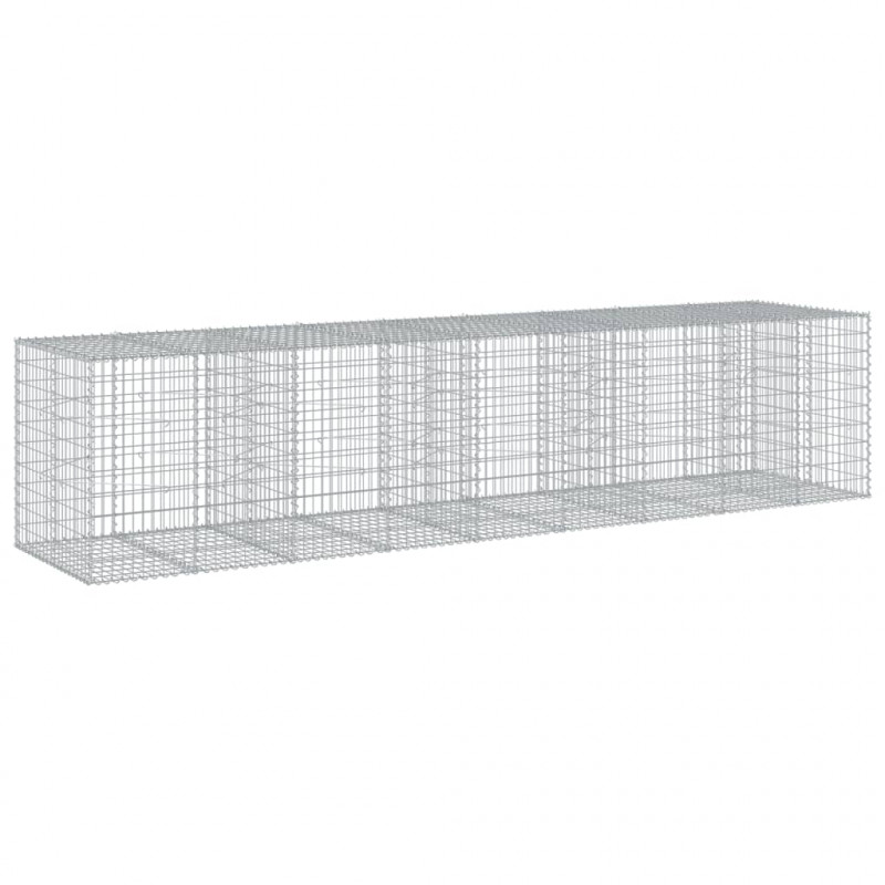 Kosz gabionowy z pokrywą, 450x100x100 cm, galwanizowane żelazo