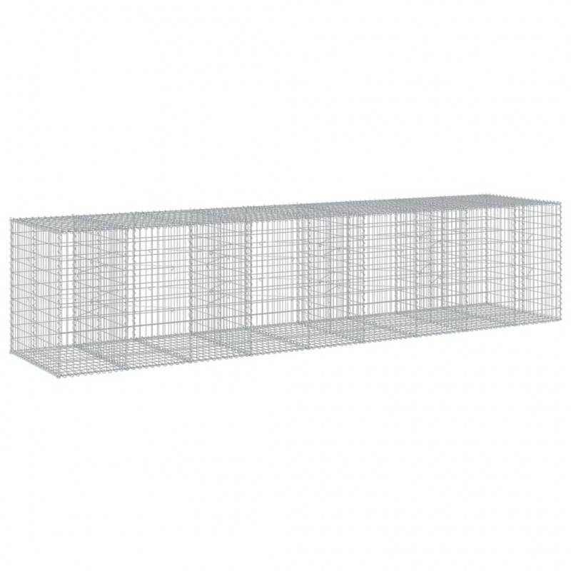 Kosz gabionowy z pokrywą, 450x100x100 cm, galwanizowane żelazo