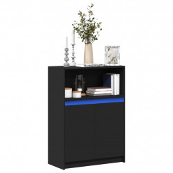 Szafka z LED, czarna, 72x34x100 cm, materiał drewnopochodny