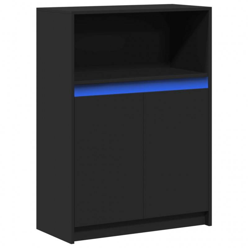 Szafka z LED, czarna, 72x34x100 cm, materiał drewnopochodny