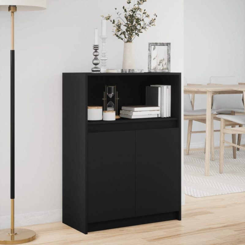 Szafka z LED, czarna, 72x34x100 cm, materiał drewnopochodny