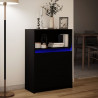 Szafka z LED, czarna, 72x34x100 cm, materiał drewnopochodny