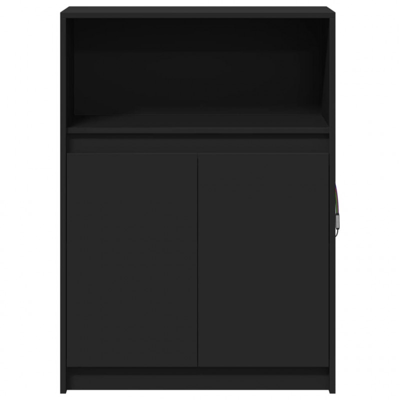 Szafka z LED, czarna, 72x34x100 cm, materiał drewnopochodny
