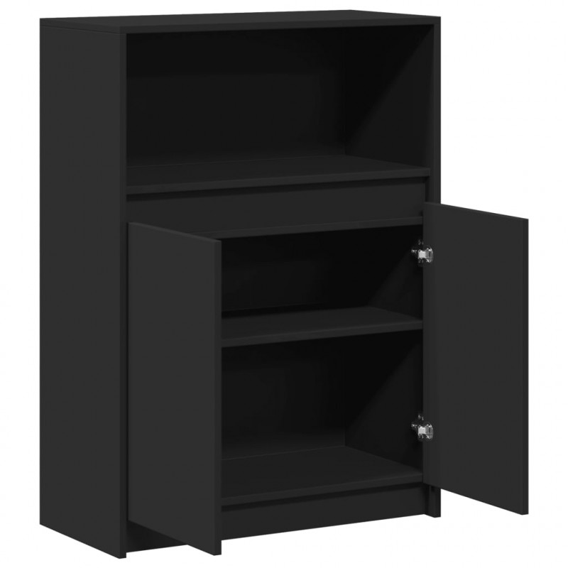 Szafka z LED, czarna, 72x34x100 cm, materiał drewnopochodny