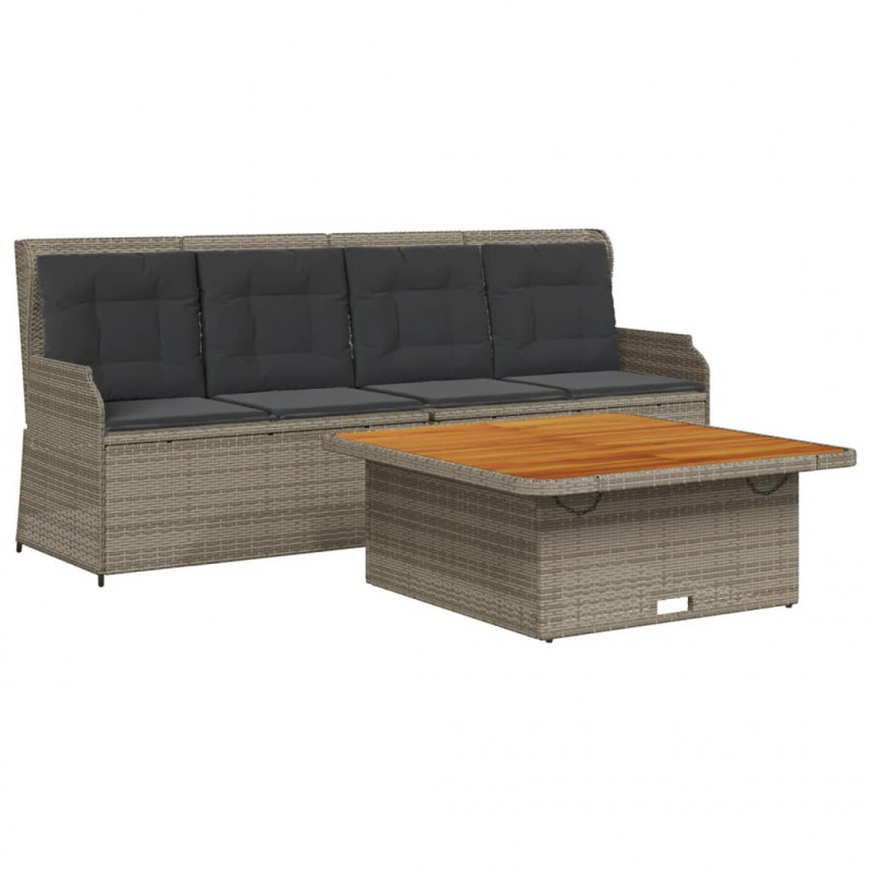 3-częściowa sofa do ogrodu, z poduszkami, szara, polirattanowa