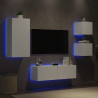 4-cz. zestaw ściennych mebli TV, z oświetleniem LED, biały