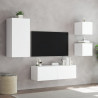 4-cz. zestaw ściennych mebli TV, z oświetleniem LED, biały