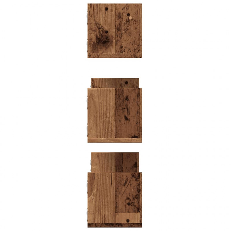 Półki ścienne, 3 szt., stare drewno, 58x18x18 cm