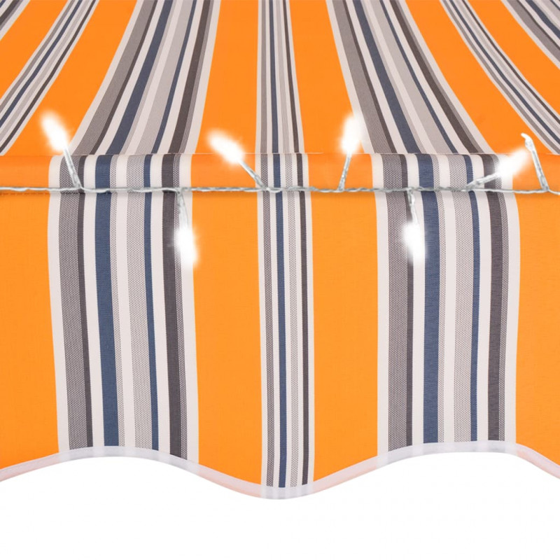 Ręcznie zwijana markiza z LED, 150 cm, żółto-niebieska