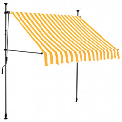 Ręcznie zwijana markiza z LED, 150 cm, biało-pomarańczowa