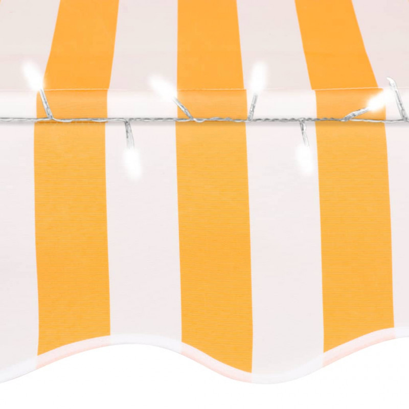 Ręcznie zwijana markiza z LED, 150 cm, biało-pomarańczowa