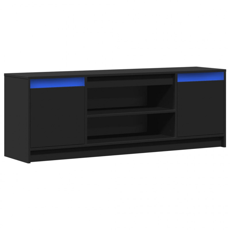 Szafka TV z LED, czarna, 139,5x34x50cm, materiał drewnopochodny