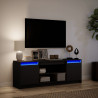 Szafka TV z LED, czarna, 139,5x34x50cm, materiał drewnopochodny
