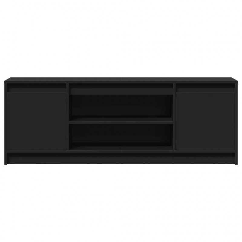 Szafka TV z LED, czarna, 139,5x34x50cm, materiał drewnopochodny