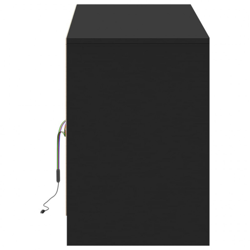 Szafka TV z LED, czarna, 139,5x34x50cm, materiał drewnopochodny