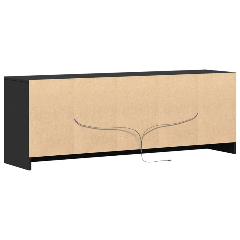 Szafka TV z LED, czarna, 139,5x34x50cm, materiał drewnopochodny