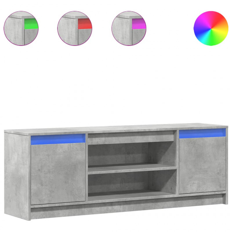 Szafka pod TV z LED, szarość betonu, 139,5x34x50 cm