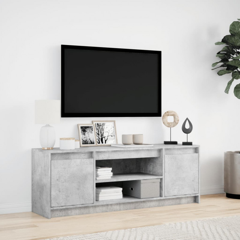 Szafka pod TV z LED, szarość betonu, 139,5x34x50 cm