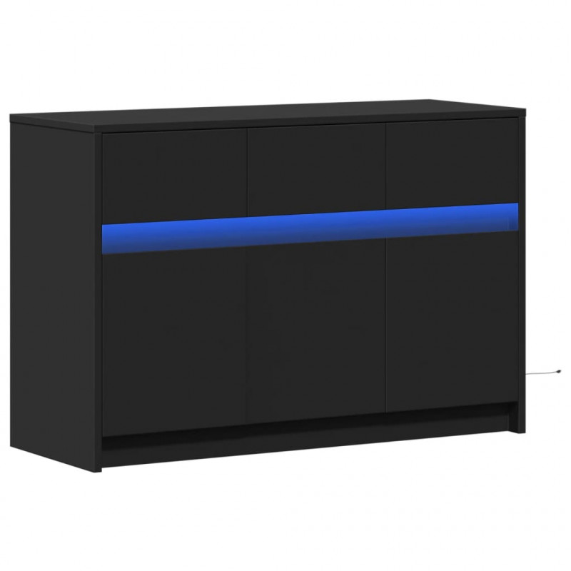 Szafka TV z LED, czarna, 91x34x61 cm, materiał drewnopochodny