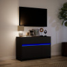 Szafka TV z LED, czarna, 91x34x61 cm, materiał drewnopochodny
